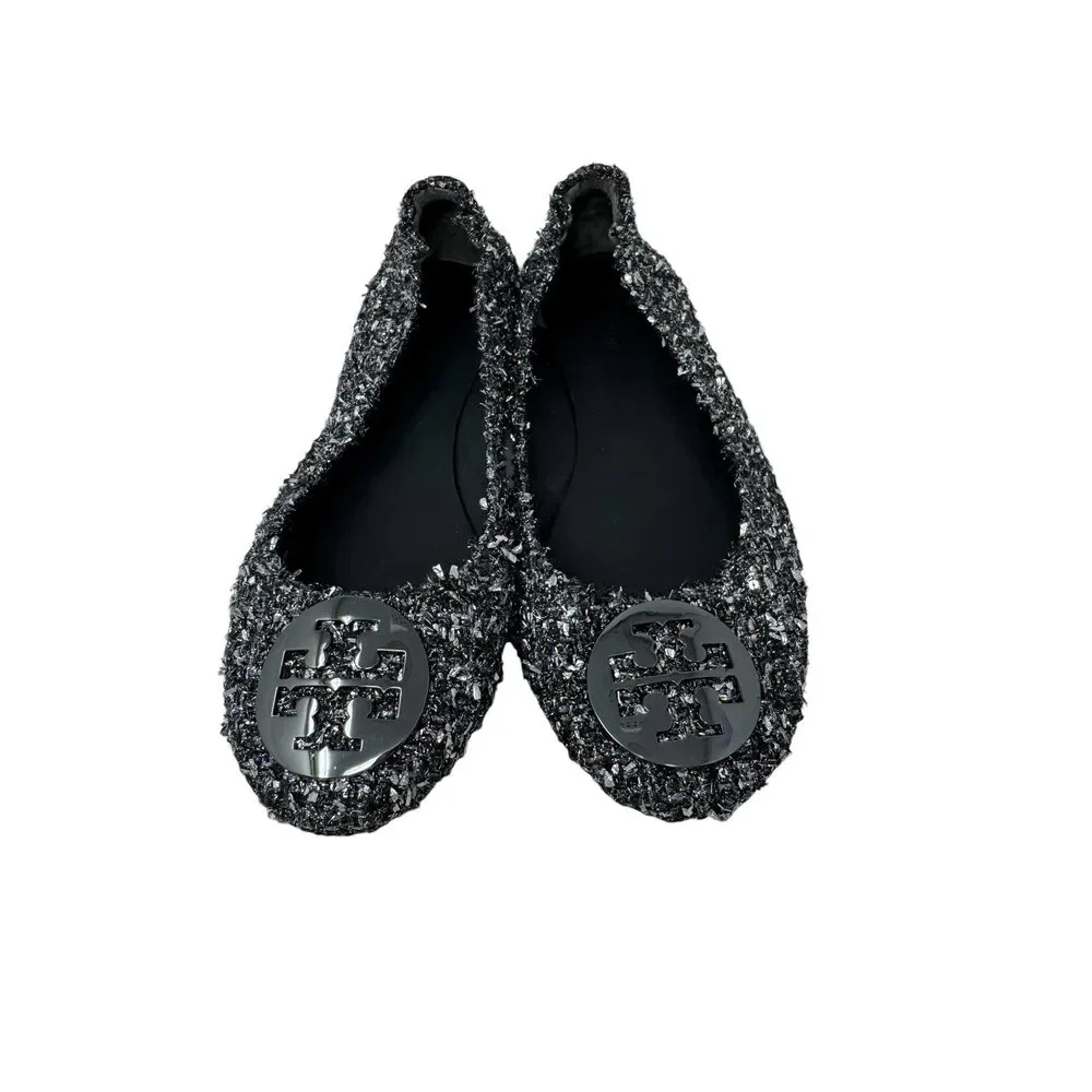 Shoe Size 9.5 Tory Burch Silver Flats